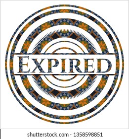 Expired arabesque style emblem. arabic decoration.