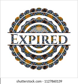 Expired arabic style emblem. Arabesque decoration.
