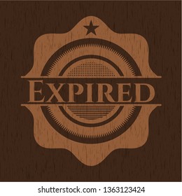 Expired badge with wood background