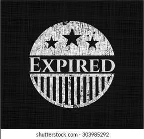 Expired chalkboard emblem written on a blackboard
