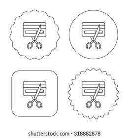 Expired credit card icon. Shopping sign. Flat circle, star and emblem buttons. Labels design. Vector