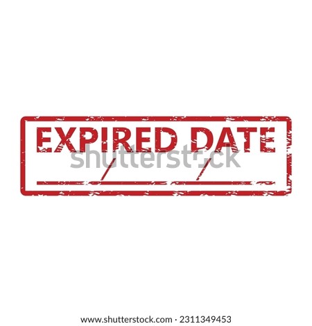 Expired date rubber stamp. Vector illustration. Old post red inked rubber stamp, document's mark, product validation, expired emblem, invalid valid sticker, timer caution massege, product deadline