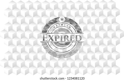 Expired grey badge with geometric cube white background