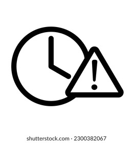 Icono caducado. Icono de reloj y signo de exclamación para la caducidad o el plazo. Adecuado para un diseño de interfaz de usuario de aplicación o aplicación web.