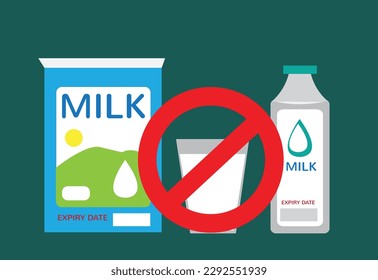 Expired milk or poor quality product. Editable Clip Art.