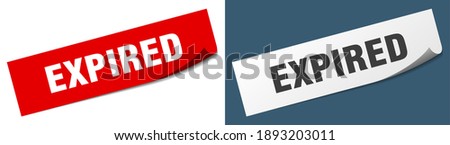 expired paper peeler sign set. expired sticker Foto d'archivio © 