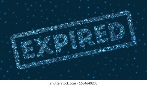 Expired word in digital style. Glowing geometric Expired badge. Astonishing vector illustration.