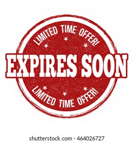 Expires soon grunge rubber stamp on white background, vector illustration