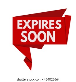 Expires soon red origami speech bubble on white background, vector illustration