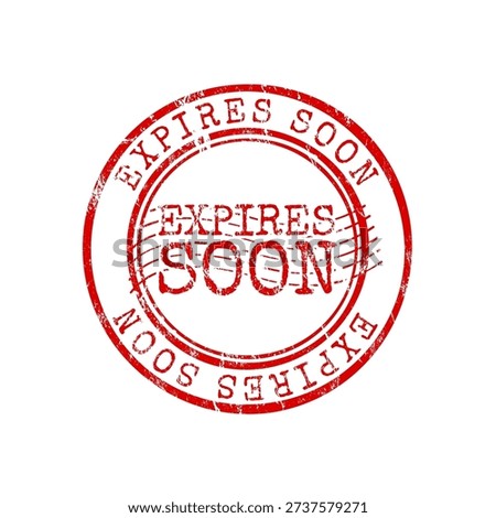Expires soon red rubber stamp with grunge texture, vector illustration