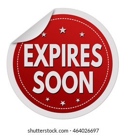 Expires soon red sticker on white background, vector illustration