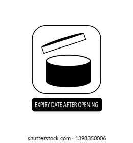 Expiry date after open sign. Flat packaging symbol. Mail box icon isolated on white. Vector illustration