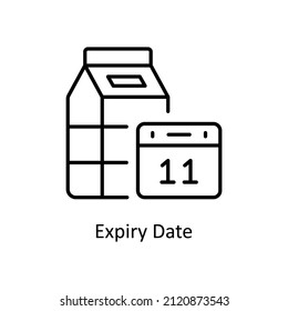Expiry Date vector Outline icon for web isolated on white background EPS 10 file