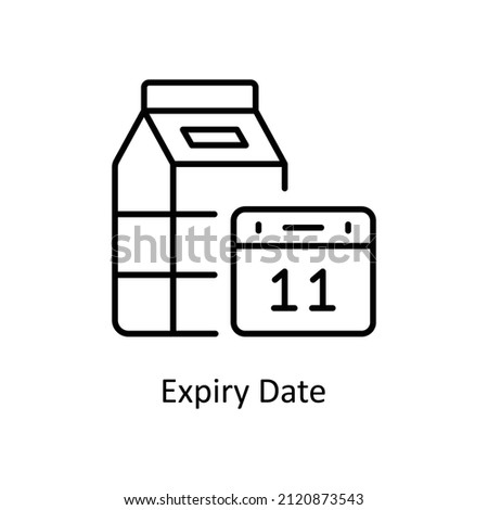 Expiry Date vector Outline icon for web isolated on white background EPS 10 file