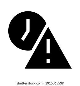 Expiry glyph icon. Simple solid style for web and app. Alert, alarm, clock circular with exclamation mark concept. Vector illustration isolated on white background. EPS 10