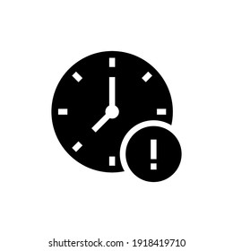 Expiry glyph icon. Simple solid style for web and app. Alert, alarm, clock circular with exclamation mark concept. Vector illustration isolated on white background. EPS 10