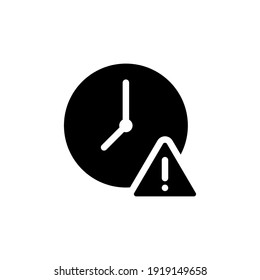 Expiry glyph icon. Simple solid style for web and app. Alert, alarm, clock circular with exclamation mark concept. Vector illustration isolated on white background. EPS 10