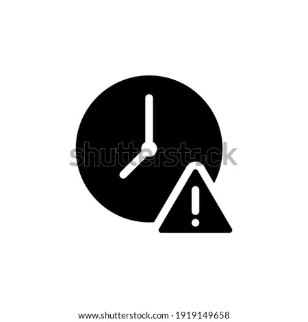 Expiry glyph icon. Simple solid style for web and app. Alert, alarm, clock circular with exclamation mark concept. Vector illustration isolated on white background. EPS 10