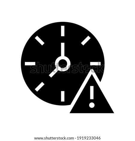 Expiry glyph icon. Simple solid style for web and app. Alert, alarm, clock circular with exclamation mark concept. Vector illustration isolated on white background. EPS 10