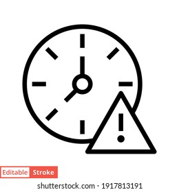 Expiry line icon. Simple outline style for web and app. Alert, alarm, clock circular with exclamation mark concept. Vector illustration isolated on white background. Editable stroke EPS 10