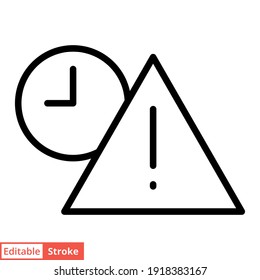 Expiry line icon. Simple outline style for web and app. Alert, alarm, clock circular with exclamation mark concept. Vector illustration isolated on white background. Editable stroke EPS 10