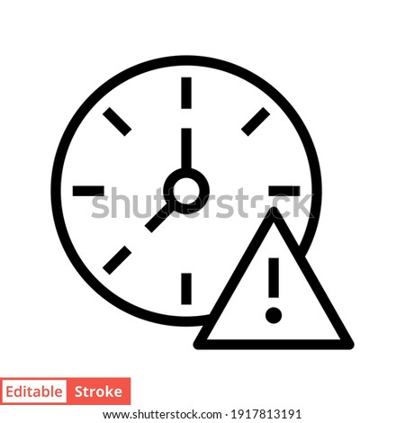 Expiry line icon. Simple outline style for web and app. Alert, alarm, clock circular with exclamation mark concept. Vector illustration isolated on white background. Editable stroke EPS 10