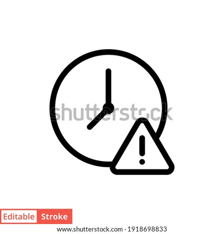 Expiry line icon. Simple outline style for web and app. Alert, alarm, clock circular with exclamation mark concept. Vector illustration isolated on white background. Editable stroke EPS 10 Foto d'archivio © 