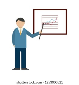 explain company plan icon - Presentation billboard sign icon. Scheme and Diagram symbol. Vector Graphic element.