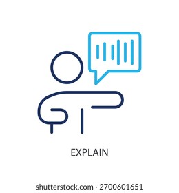 Explicar os ícones de linha fina. Ilustração vetorial original.