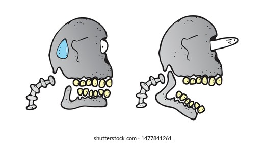 Explainer character design with theme of shocked skull