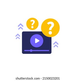 Erklärungsvideo-Symbol, flacher Vektorgrafik