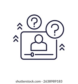 explainer video icon in line design, webinar or instruction video