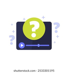 ícone de vídeo explicador, vídeo manual ou de instrução, design de vetor plano