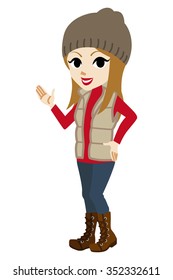 Explaining Casual winter fashioned girl