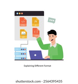 Explaining Different Format concept vector illustration. Database isolated On white Background.      