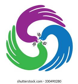 Explaining pigeon flying carrying a twig as a symbol of peace