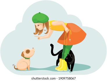 
Explaining the rules of behavior to the puppy