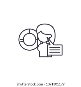 Explanation of the diagram linear icon concept. Explanation of the diagram line vector sign, symbol, illustration.