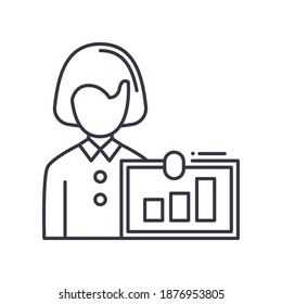 Explanation icon, linear isolated illustration, thin line vector, web design sign, outline concept symbol with editable stroke on white background.