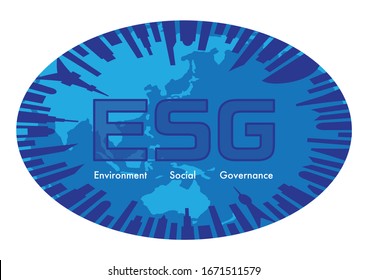 Explanation and imagination illustration of ESG (Created with vector data)