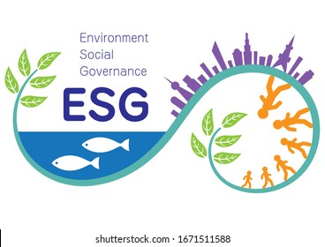 Explanation And Imagination Illustration Of ESG (Created With Vector Data)