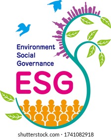 Explanation and imagination illustration of ESG (Created with vector data)