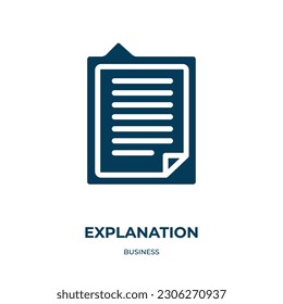 explanation vector icon. explanation, internet, label filled icons from flat business concept. Isolated black glyph icon, vector illustration symbol element for web design and mobile apps