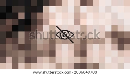 Explicit content background. Skin tones backdrop with censored eye icon. Vector illustration