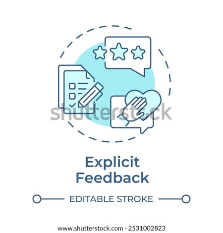Explicit feedback soft blue concept icon. User preferences, data management. Service rating. Round shape line illustration. Abstract idea. Graphic design. Easy to use article, blog post