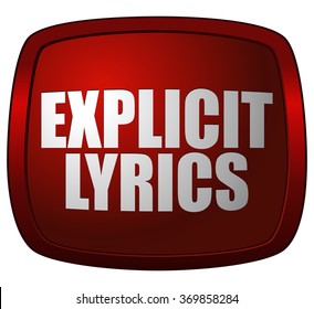 Explicit Lyrics Red Tag Plate Sign, Vector Illustration. 