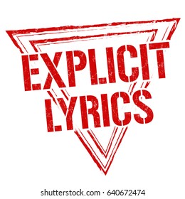 Explicit lyrics sign or stamp on white background, vector illustration
