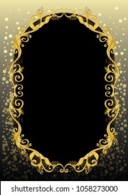 explicit oval vector golden floral frame or border
