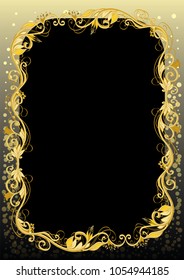 explicit rounded vector golden floral frame or border