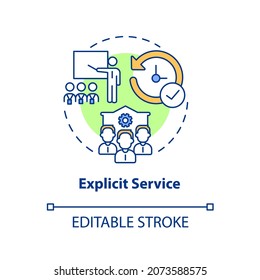 Explicit service concept icon. Observable features of product. Facilitating goods. Operations management abstract idea thin line illustration. Vector isolated outline color drawing. Editable stroke